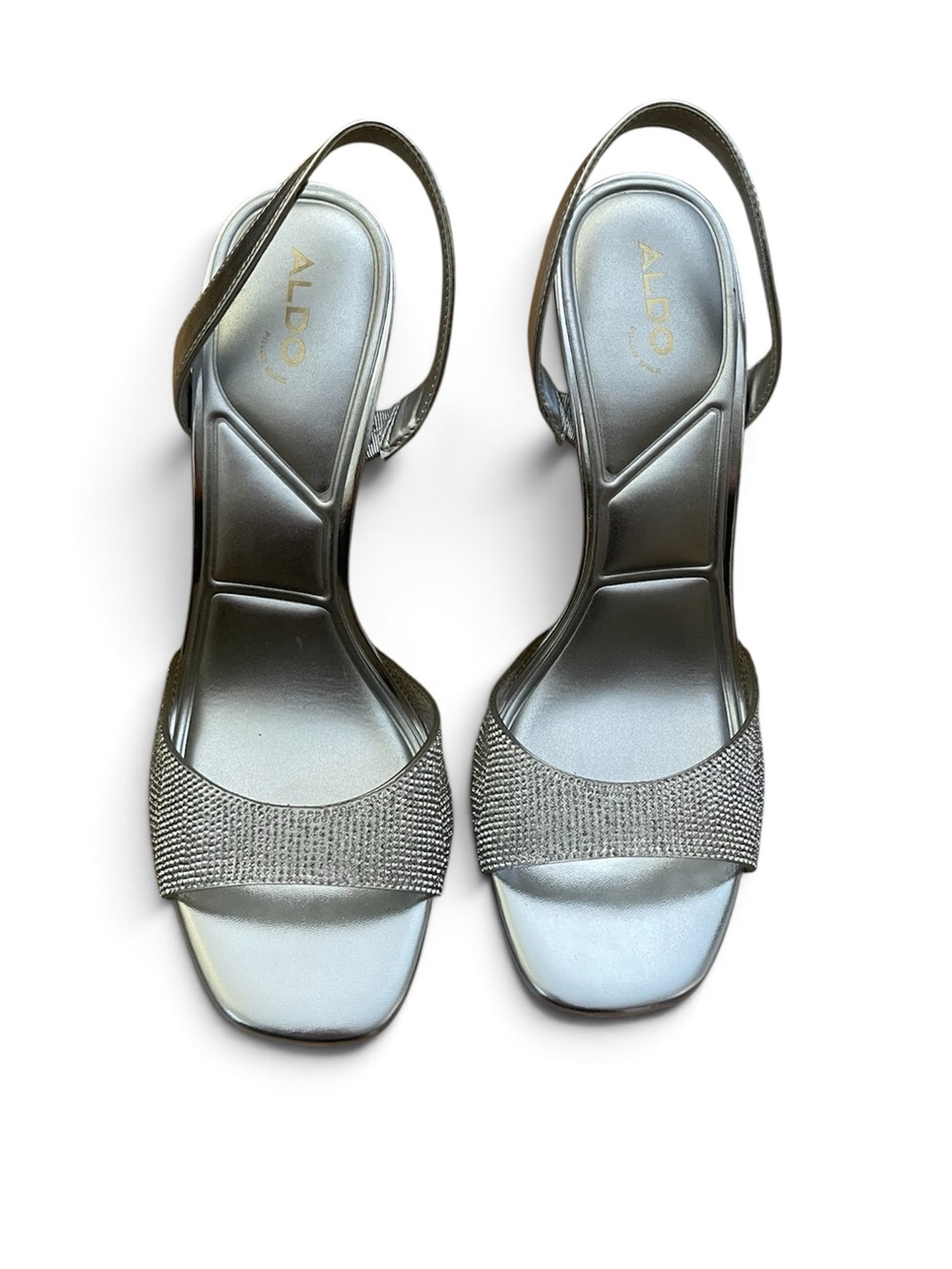 Aldo Gienna Halter Strap Dress Sandals embellished strap and clear block heels